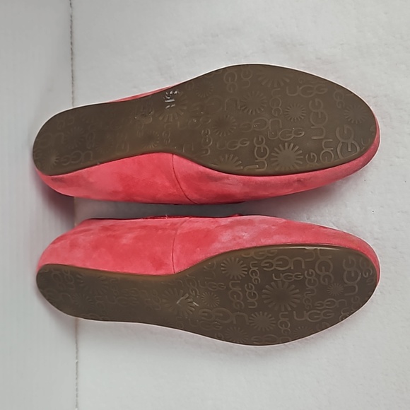 UGG | Women's Coral Red Suede Nautical Rhinestone Ballet Flats Sz 6.5 - Picture 10 of 14